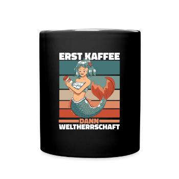 Meerjungfrau Nixe Sonnenbrille Kaffee - Tasse einfarbig - Schwarz - Vorne