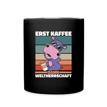 Nilpferd Flusspferd Kaffee Sonnenbrille - Tasse einfarbig - Schwarz - Vorne