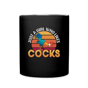 Cock Just A Girl Who Likes Retro Animal Cock Lover - Tasse einfarbig - Schwarz - Vorne