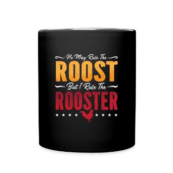 Coq qu’il peut régner sur le perchoir Animaux de la ferme Amoureux du coq - Mug uni - noir - Devant