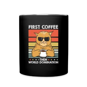 Cat Coffee Sunglasses - Full Colour Mug - black - Front
