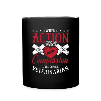 Veterinary When Action Meets Vet Tech Veterinarian - Full Colour Mug - black - Front