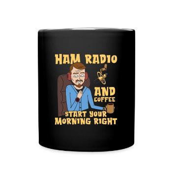 Ham Radio And Coffee Starts Amateur Radio Operator - Tasse einfarbig - Schwarz - Vorne