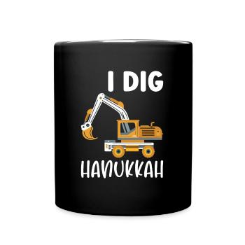 Excavator Driver Excavator Hanukkah - Full Colour Mug - black - Front