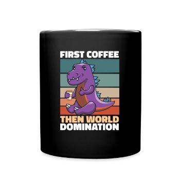 Dinosaurier Kaffee - Tasse einfarbig - Schwarz - Vorne