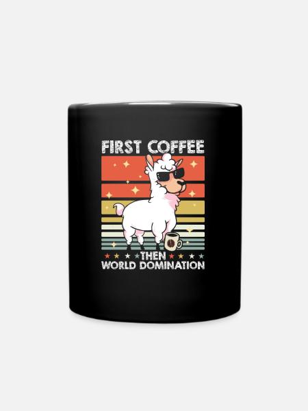Lama Llama Sunglasses Coffee - Full Colour Mug - black