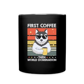 Siberian Husky Kaffee - Tasse einfarbig - Schwarz - Vorne