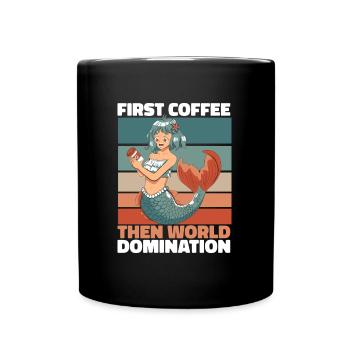 Meerjungfrau Nixe Kaffee - Tasse einfarbig - Schwarz - Vorne