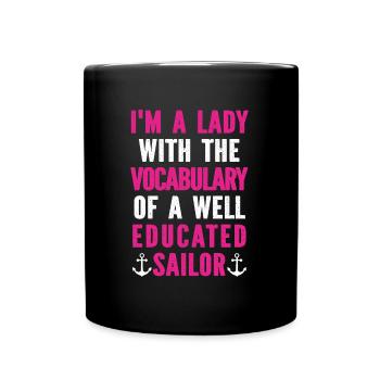 Voilier à voile drôle - Mug uni - noir - Devant