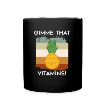Ananas, Hawaii, Vitamine, Exotische Früchte - Tasse einfarbig - Schwarz - Vorne