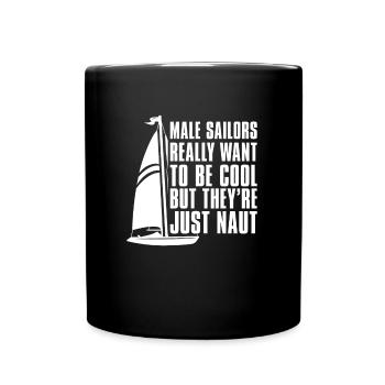 Voilier à voile drôle - Mug uni - noir - Devant