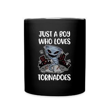 Boy Loves Tornadoes Meteorologie Geschenk - Tasse einfarbig - Schwarz - Vorne