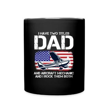 Papa mécanicien d’avion - Mug uni - noir - Devant