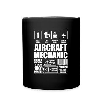 Flugzeug Mechaniker Lustig - Tasse einfarbig - Schwarz - Vorne