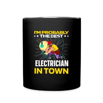 Electrician Electronics Technician Electricity - Full Colour Mug - black - Front