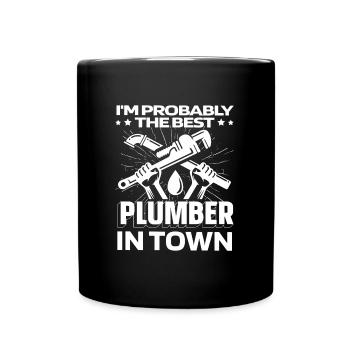 Clé d’installation plombier - Mug uni - noir - Devant