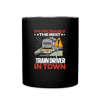 Conducteur de train Lustig - Mug uni - noir - Devant