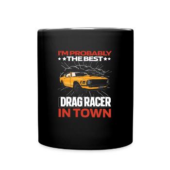 Dragster Drag Race Lustig - Tasse einfarbig - Schwarz - Vorne