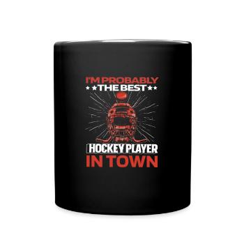 Eishockey Lustig - Tasse einfarbig - Schwarz - Vorne