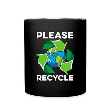 Recycling Please Recycle Reuse Go Green Recycler - Full Colour Mug - black - Front