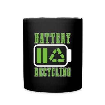 Recycling Battery Recycling Conservation Recycler - Full Colour Mug - black - Front