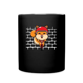 Squirrel Bicycle - Full Colour Mug - black - Front
