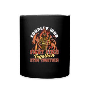 Feuerwehrmann Paar - Tasse einfarbig - Schwarz - Vorne