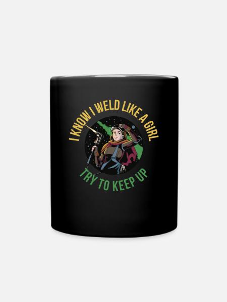 I Weld Like A Girl Welder Gift - Full Colour Mug - black