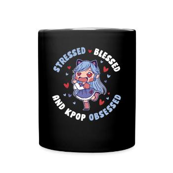 Stressé et obsédé par la Kpop Kpop Cadeau - Mug uni - noir - Devant