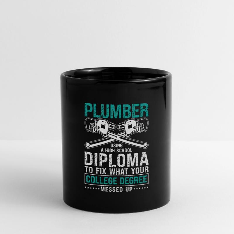 Plumber Using A High Tool Plumbing Pipe Plumbers Tasse einfarbig
