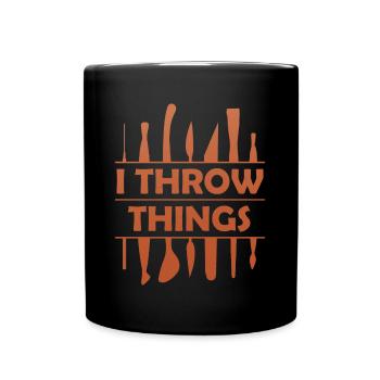 Je jette des choses Poterie Cadeau - Mug uni - noir - Devant