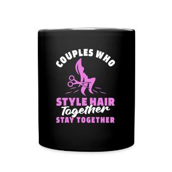 Coiffeur Couple coiffeur - Mug uni - noir - Devant
