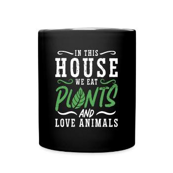 Veganism In This House We Eat No Meat Vegan Lover - Full Colour Mug - black - Front