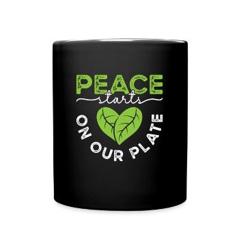 Chef végétalien La paix commence sur notre cuisine Chefs végétaliens - Mug uni - noir - Devant