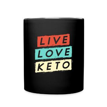 Ketogenic Diet Live Love Retro Ketosis Keto Lover - Full Colour Mug - black - Front