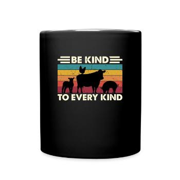 Vegan Diet Be Kind To Retro Meat Free Vegetarian - Full Colour Mug - black - Front