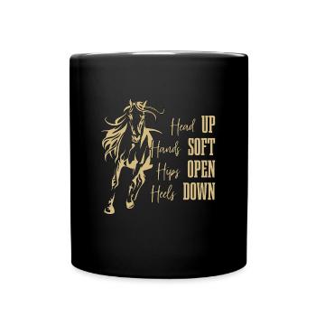 Dressage Head Up Hands Cavalier de dressage équin doux - Mug uni - noir - Devant
