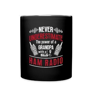 Ham Radio Never Underestimate The Radio Operator - Full Colour Mug - black - Front