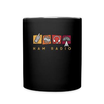 Ham Radio Amateur Radio Operator Channel Frequency - Full Colour Mug - black - Front