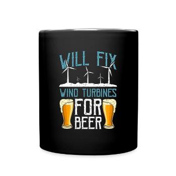 Wind Turbine Tech Will Fix Wind Turbines Windmill - Full Colour Mug - black - Front
