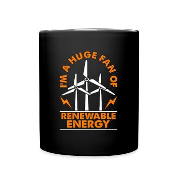 Wind Turbine Tech I'm A Huge Fan Renewable Energy - Full Colour Mug - black - Front
