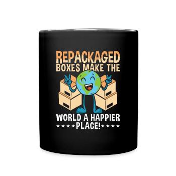 Recycling Repackaged Boxes Make The Reuse Recycler - Full Colour Mug - black - Front