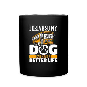 Bus Bus driver dog - Full Colour Mug - black - Front