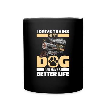 Lokführer Zugführer Hund - Tasse einfarbig - Schwarz - Vorne