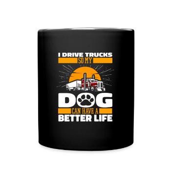Lkw Fahrer Trucker Lastwagenfahrer Hund - Tasse einfarbig - Schwarz - Vorne