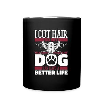Barber Barbershop Dog - Full Colour Mug - black - Front