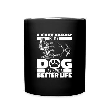 Barber Barbershop Dog - Full Colour Mug - black - Front