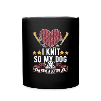 Chien à tricoter - Mug uni - noir - Devant