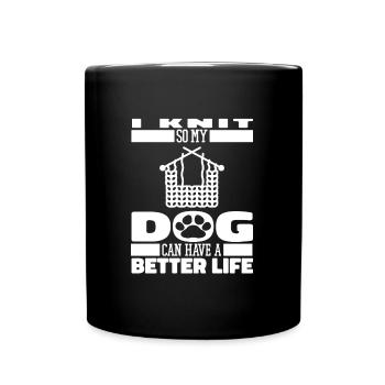Chien à tricoter - Mug uni - noir - Devant