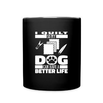 Quilting Hund - Tasse einfarbig - Schwarz - Vorne